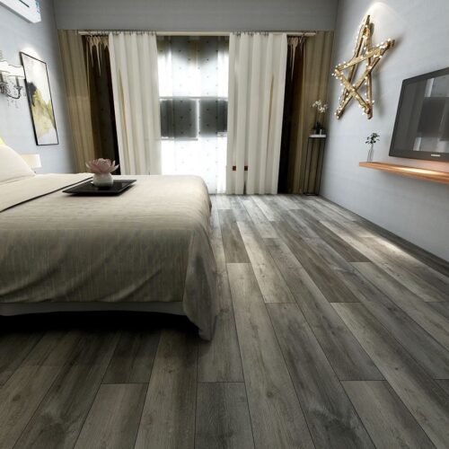 A bedroom with Katella Ash Vinyl Flooring