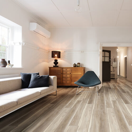 A living room with Highcliffe Greige Vinyl Flooring